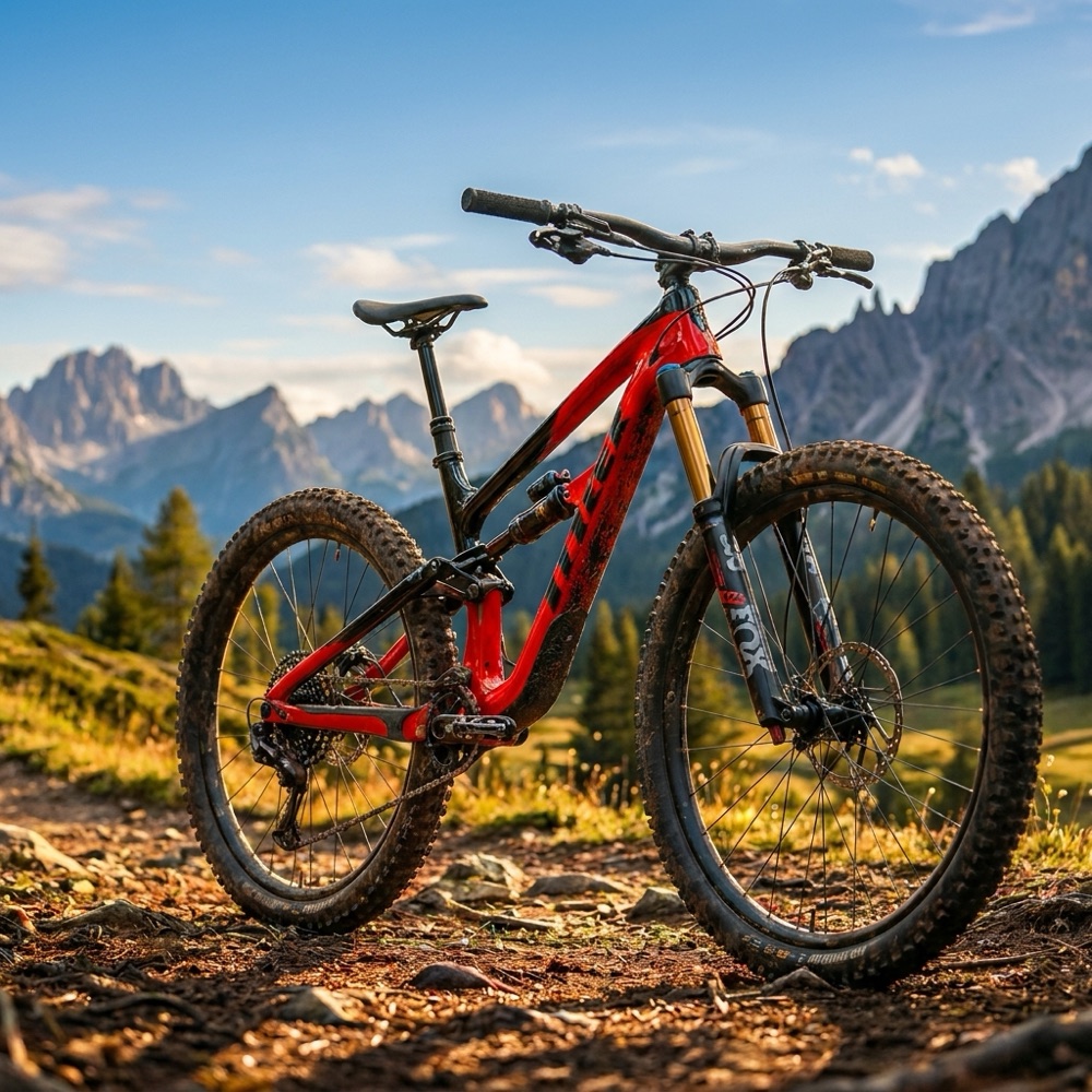 Trail-tested mountain bike on an alpine trail